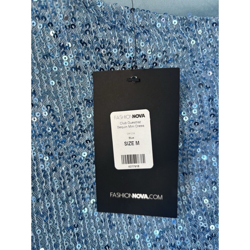 Fashion Nova Club Guestlist Sequin Mini Dress Blue M NWT Winter Formal Cocktail - Picture 5 of 12